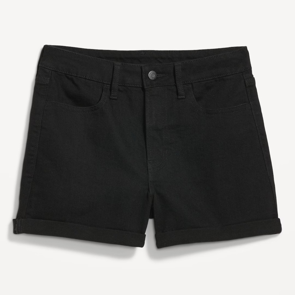 Old Navy Women's High Waisted Wow Black Denim Shorts, Size 8, NWT